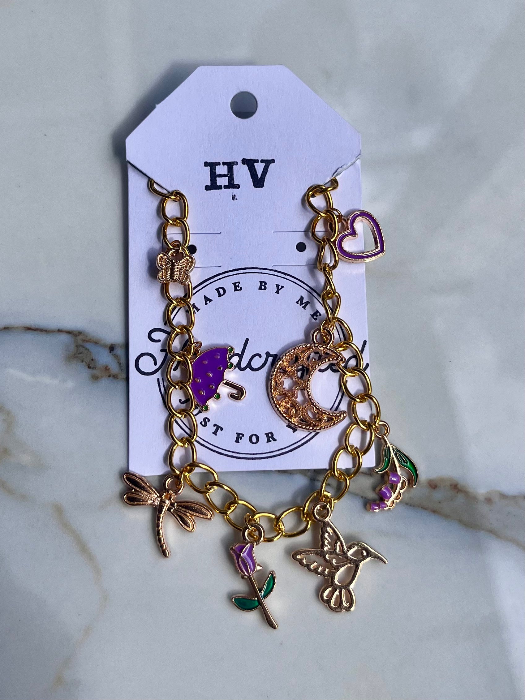 Honeyvine Lavender Bloom Charm Bracelet